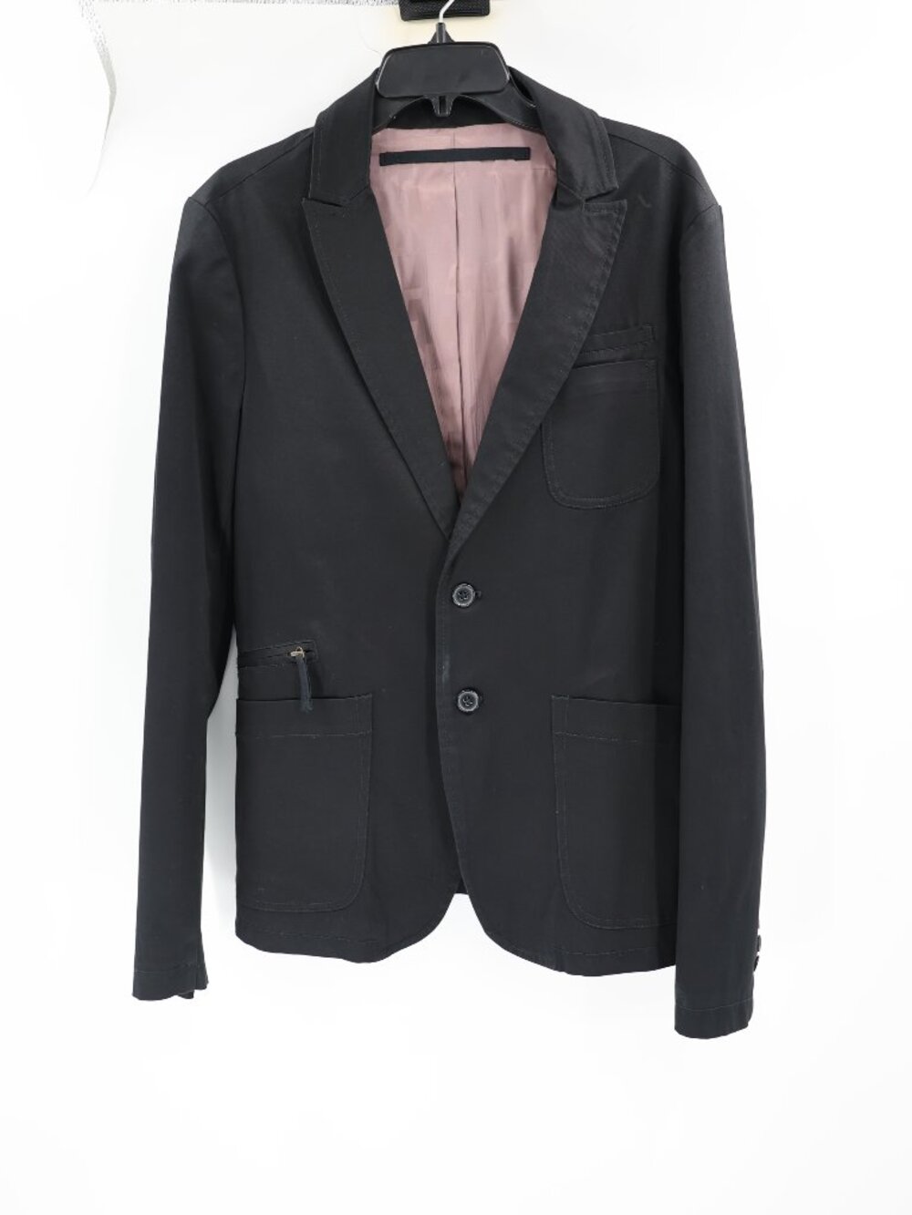 Diesel Sport Coat Mens Large Cotton black zip patch pockets casual blazer jacket